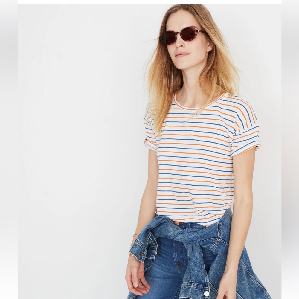 Whisper Cotton Crewneck Tee in Brion Stripe
